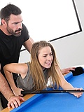 Gorgeous girl gets fucked on pool table by handsome trainer