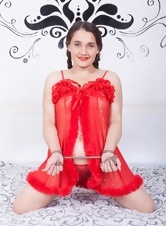 Pale-skinned brunette shows hairy pussy in porn pictures