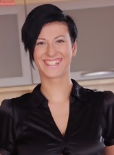 XXX pics of stunning brunette MILF in stockings and panties